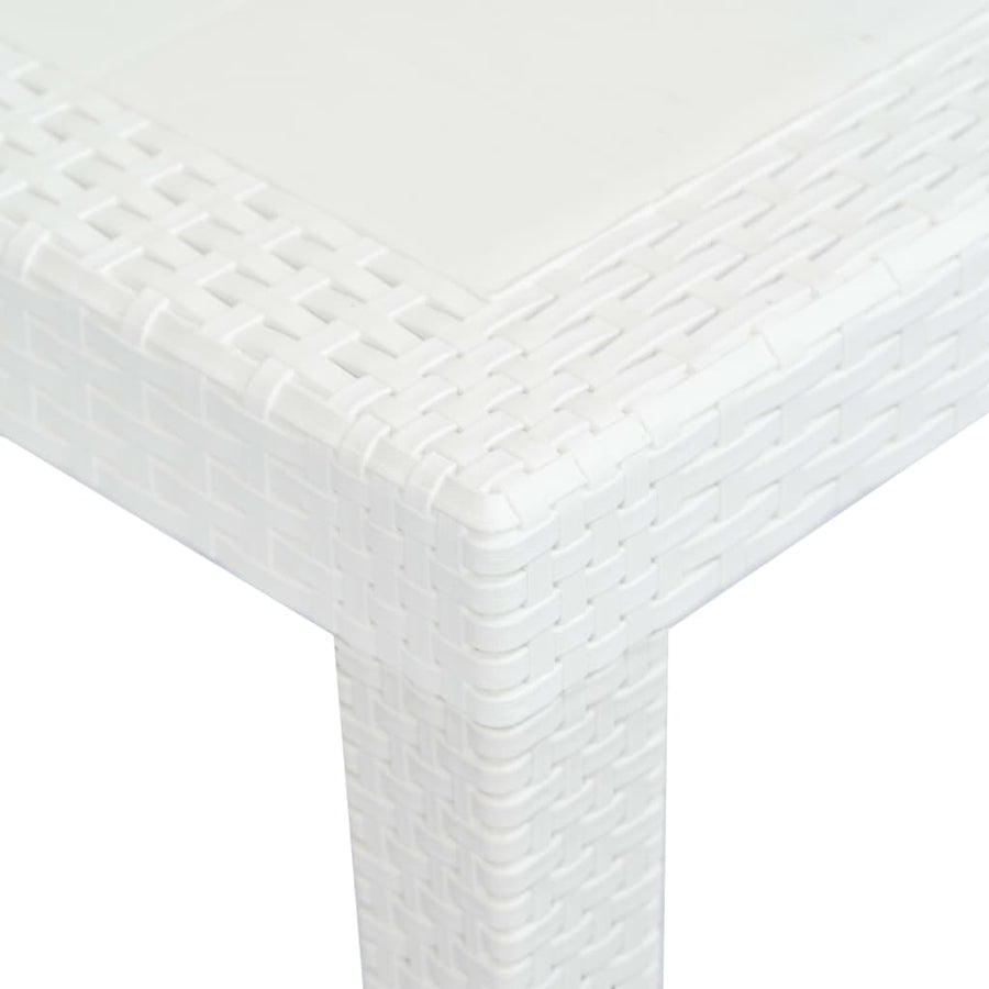 9 Piece Outdoor Dining Set Plastic White Rattan Look