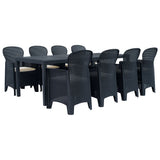 9 Piece Outdoor Dining Set Plastic Anthracite Rattan Look