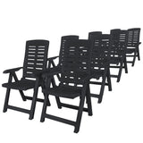 9 Piece Outdoor Dining Set Plastic Anthracite - Front View