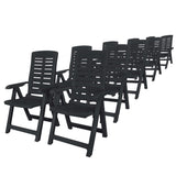 11 Piece Outdoor Dining Set Plastic Anthracite - Front View
