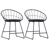 Dining Chairs with Faux Leather Seats 2 pcs Black Steel