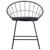 Dining Chairs with Faux Leather Seats 2 pcs Black Steel - Front View