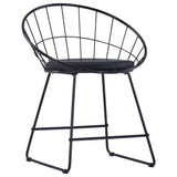 Dining Chairs with Faux Leather Seats 2 pcs Black Steel - Side View