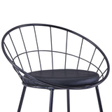 Dining Chairs with Faux Leather Seats 2 pcs Black Steel - Rear View
