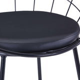Dining Chairs with Faux Leather Seats 2 pcs Black Steel - Close-Up Angle