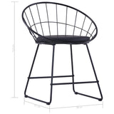 Dining Chairs with Faux Leather Seats 2 pcs Black Steel - Low Angle