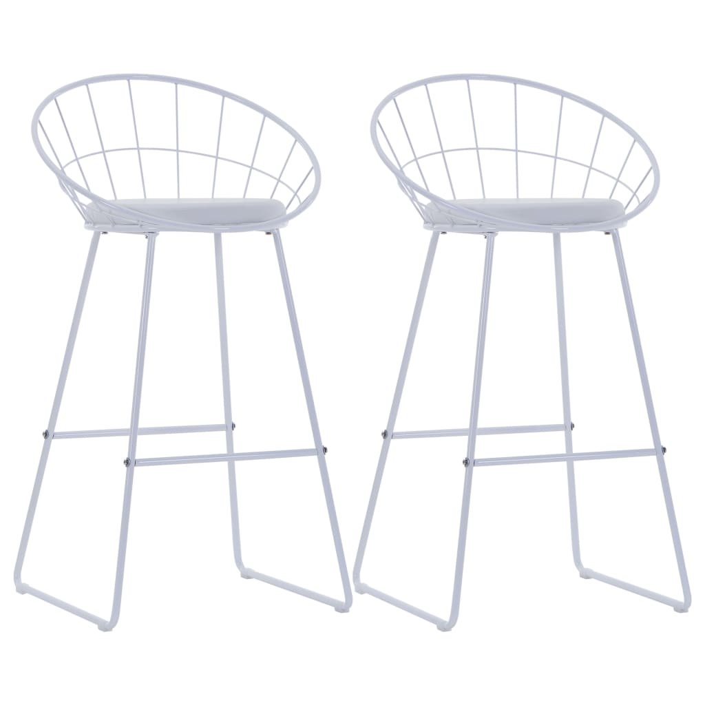 Bar Chairs 2 pcs White Faux Leather