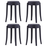 Stackable Stools 4 pcs Black Plastic