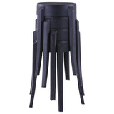 Stackable Stools 4 pcs Black Plastic - Front View