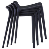 Stackable Stools 4 pcs Black Plastic - Front View