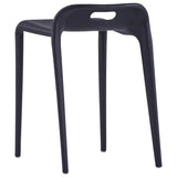 Stackable Stools 4 pcs Black Plastic - Rear View