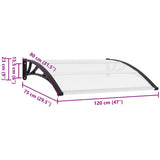 Door Canopy Black and Transparent 120x75 cm PC