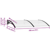Door Canopy Black and Transparent 200x75 cm PC