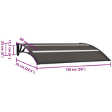 Door Canopy Black 150x75 cm PC - Low Angle