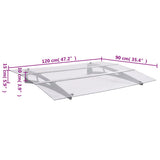 Door Canopy Silver and Transparent 120x90 cm Polycarbonate