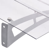 Door Canopy Silver and Transparent 150x90 cm PET - Top-Down View