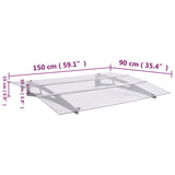Door Canopy Silver and Transparent 150x90 cm PET - Rear View