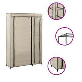 Folding Wardrobe Cream 110x45x175 cm Fabric - Front View
