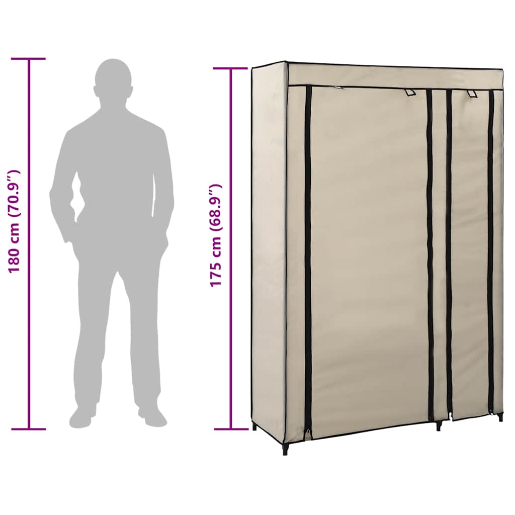 Folding Wardrobe Cream 110x45x175 cm Fabric