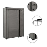 Folding Wardrobe Grey 110x45x175 cm Fabric - Front View
