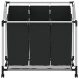 Laundry Sorter with 3 Bags Black Steel
