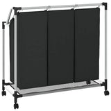 Laundry Sorter with 3 Bags Black Steel