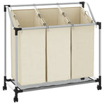 Laundry Sorter with 3 Bags Cream Steel