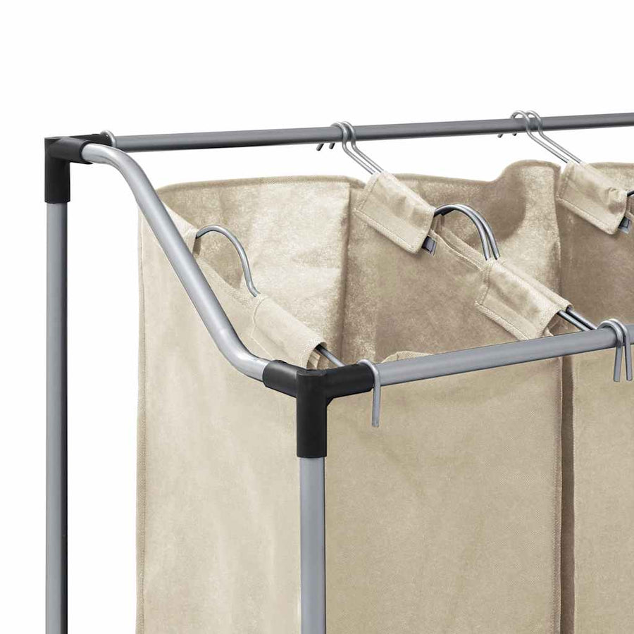 Laundry Sorter with 3 Bags Cream Steel