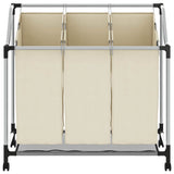 Laundry Sorter with 3 Bags Cream Steel