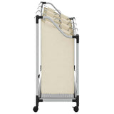 Laundry Sorter with 3 Bags Cream Steel
