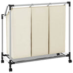 Laundry Sorter with 3 Bags Cream Steel
