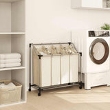Laundry Sorter with 4 Bags Cream Steel