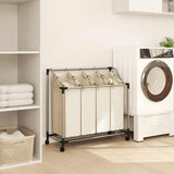 Laundry Sorter with 4 Bags Cream Steel - Side View