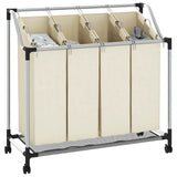 Laundry Sorter with 4 Bags Cream Steel - Top-Down View