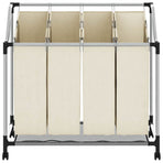 Laundry Sorter with 4 Bags Cream Steel