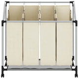 Laundry Sorter with 4 Bags Cream Steel - 45-Degree Angle