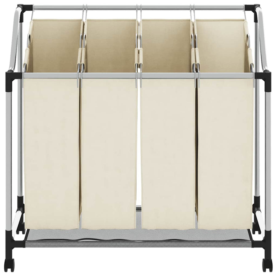 Laundry Sorter with 4 Bags Cream Steel