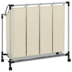 Laundry Sorter with 4 Bags Cream Steel