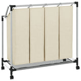 Laundry Sorter with 4 Bags Cream Steel - Close-Up Angle