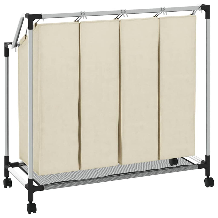 Laundry Sorter with 4 Bags Cream Steel