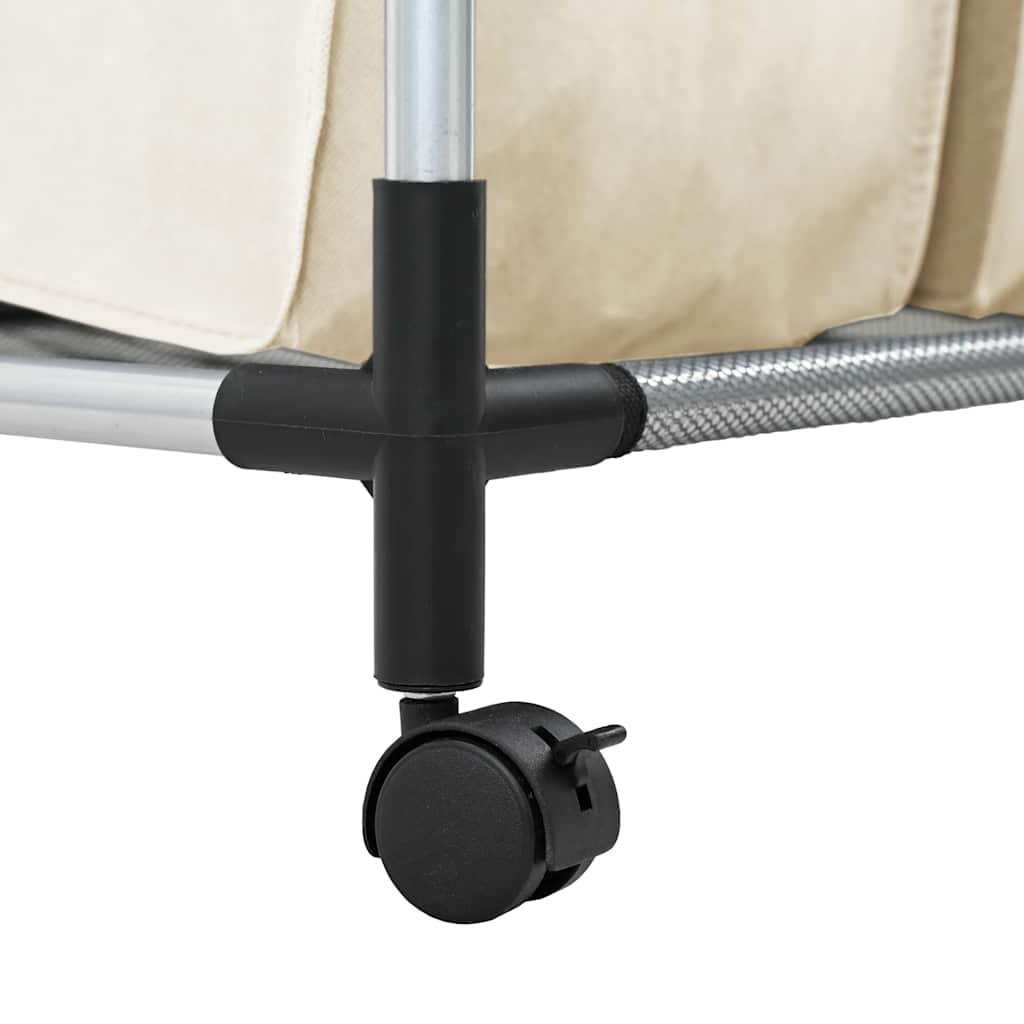 Laundry Sorter with 4 Bags Cream Steel