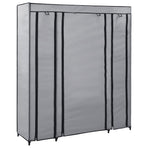 Wardrobe with Compartments and Rods Grey 150x45x176 cm Fabric
