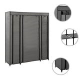 Wardrobe with Compartments and Rods Grey 150x45x176 cm Fabric - Side View