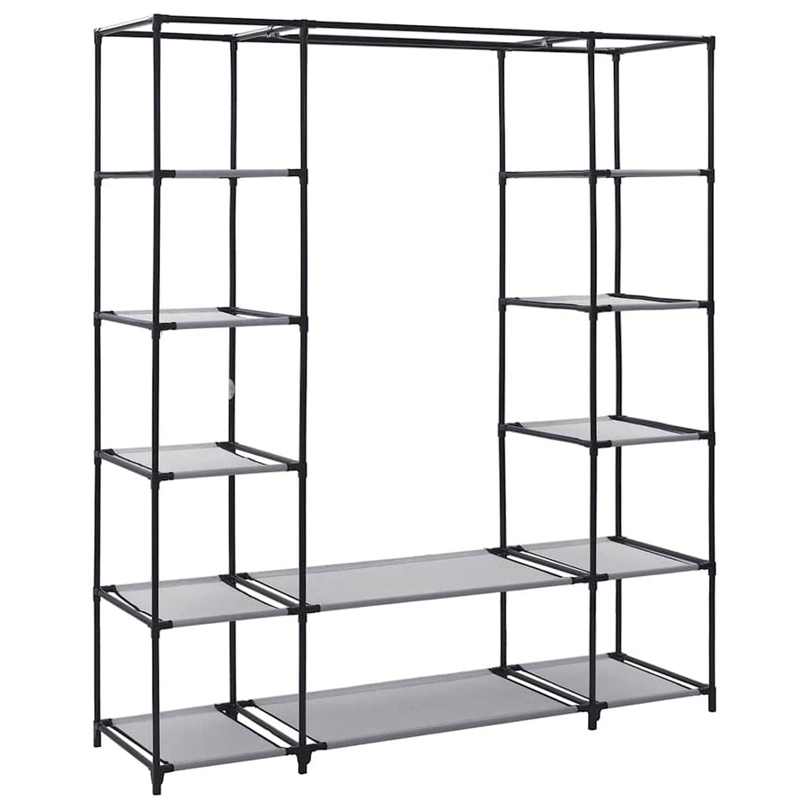 Wardrobe with Compartments and Rods Grey 150x45x176 cm Fabric