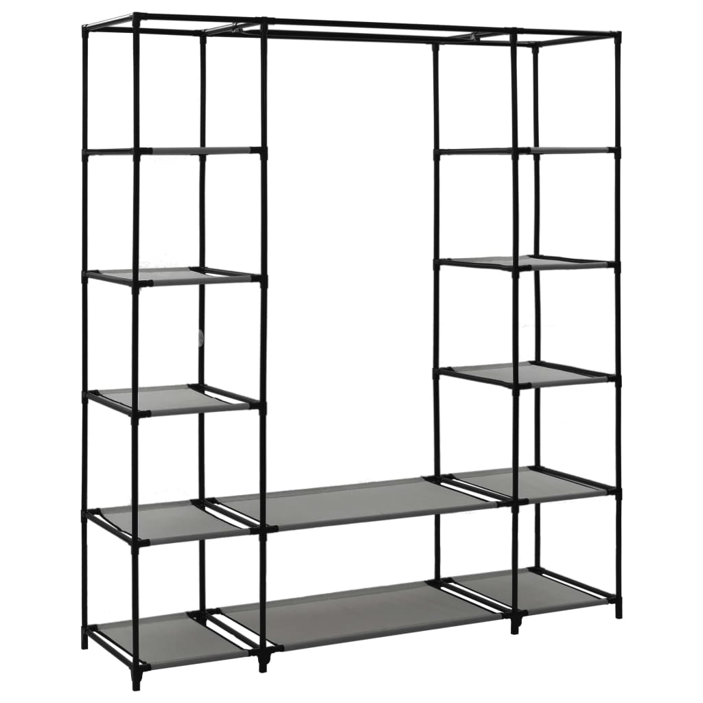 Wardrobe with Compartments and Rods Grey 150x45x176 cm Fabric