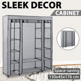 Wardrobe with Compartments and Rods Grey 150x45x176 cm Fabric