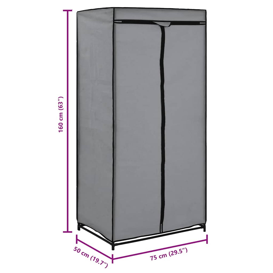 Wardrobe Grey 75x50x160 cm