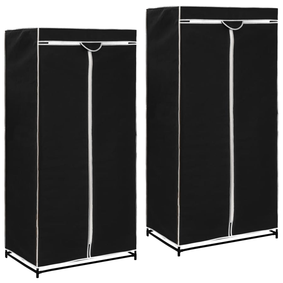 Wardrobes 2 pcs Black 75x50x160 cm
