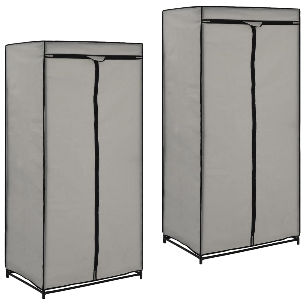 Wardrobes 2 pcs Grey 75x50x160 cm