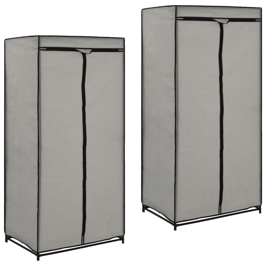 Wardrobes 2 pcs Grey 75x50x160 cm